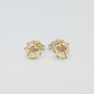 Ladybug Brass Stud Earrings