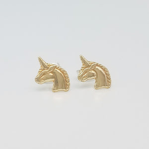 Unicorn Brass Stud Earrings