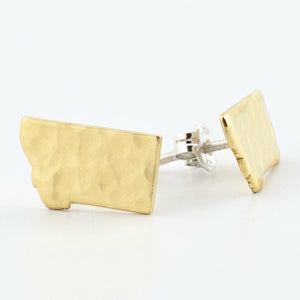 Brass Montana Stud Earrings--Traditional Hammered Texture