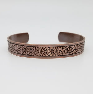 LIMITED EDITION Scrolling Flowers Copper Cuff Bracelet - Vintage Modern Collection