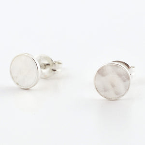 Fine Silver Circle Stud Earrings--Traditional Hammer Texture