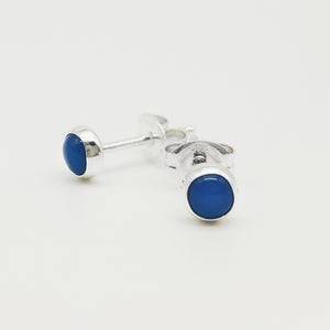 Blue Onyx Stud Earrings - 4mm