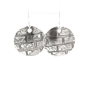 Brickwork Drop Earrings - Silver
