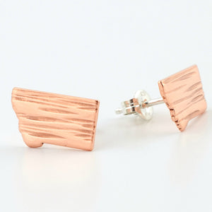 Copper Montana Stud Earrings--Lines Texture