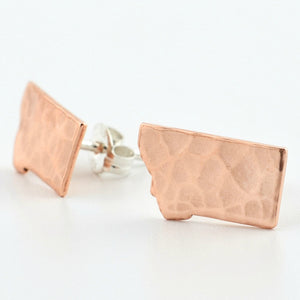 Copper Montana Stud Earrings--Traditional Hammered Texture