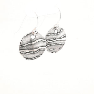 Geode Textured Drop Earrings - Silver
