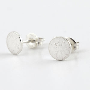 Fine Silver Circle Stud Earrings--Stardust Texture
