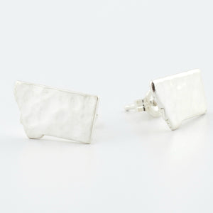 Fine Silver Montana Stud Earrings--Traditional Hammered Texture